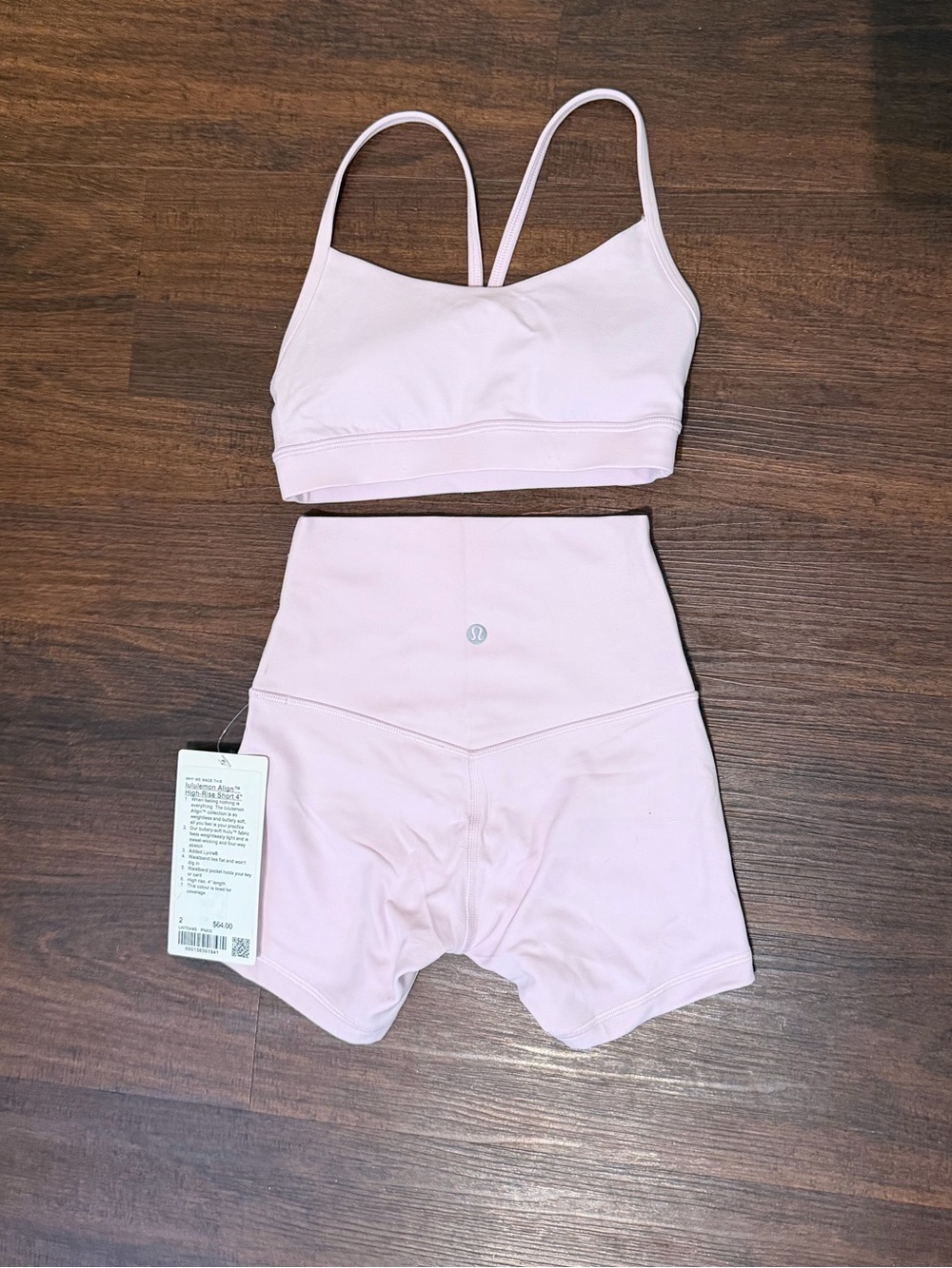 lululemon Light Pink Sports Bra & Shorts Set